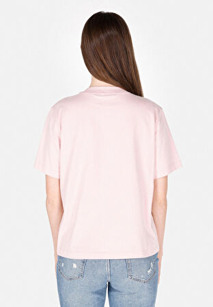 Regular Fit Yuvarlak Yaka Düz Kadın Pembe Kısa Kol Tişört Cl1073445