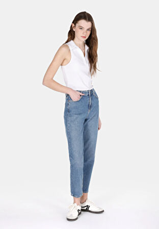 896  Marıa Mom Fit Yüksel Bel Daralan Paça Kadın Denim Jean Pantolon