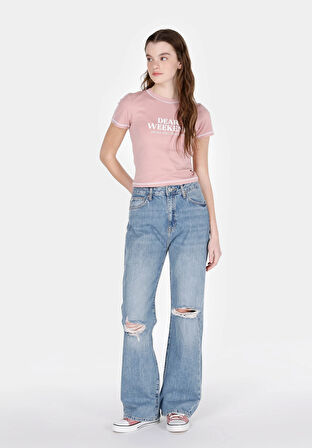 900 Larıs Straight Fit Yüksel Bel Tam Boy Paça Kadın Mavi Jean Pantolon Cl1073518