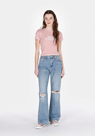 900 Larıs Straight Fit Yüksel Bel Tam Boy Paça Kadın Mavi Jean Pantolon Cl1073518