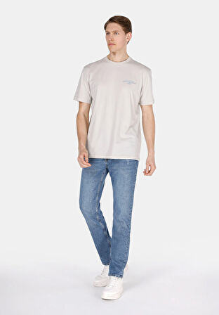Slim Straight Fit Orta Bel Düz Paça Erkek Mavi Jean Pantolon