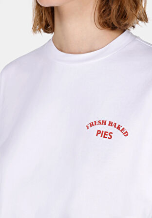 Regular Fit Yuvarlak Yaka Baskılı Kadın Beyaz Kısa Kol Tişört Cl1073543