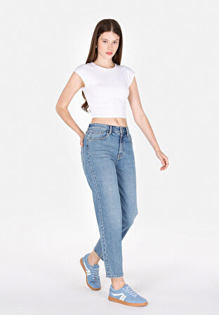 Straight Fit   Kadın İndigo Jean Pantolon