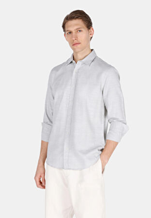 Regular Fit Shirt Neck Düz Erkek Yeşil Uzun Kol Gömlek Cl1073563