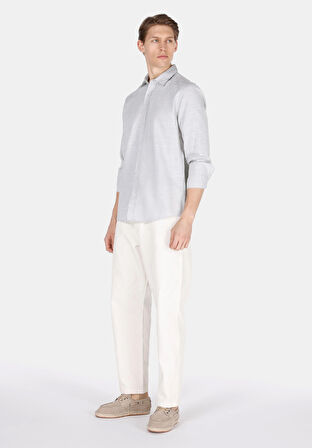 Regular Fit Shirt Neck Düz Erkek Yeşil Uzun Kol Gömlek Cl1073563