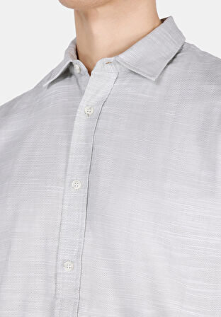 Regular Fit Shirt Neck Düz Erkek Yeşil Uzun Kol Gömlek Cl1073563