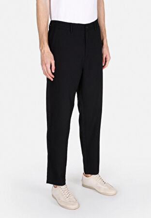 Regular Fit Orta Bel Düz Paça Erkek Siyah  Pantolon