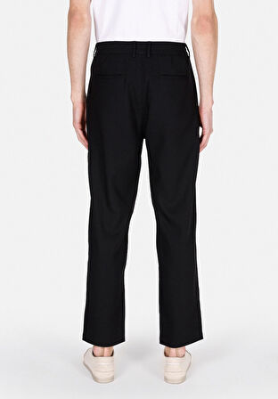 Regular Fit Orta Bel Düz Paça Erkek Siyah  Pantolon