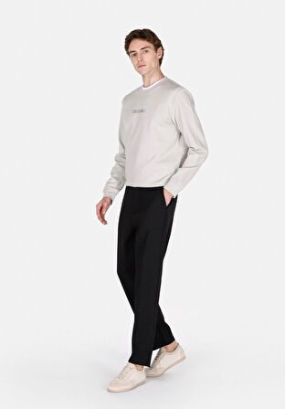 Regular Fit Orta Bel Düz Paça Erkek Siyah  Pantolon