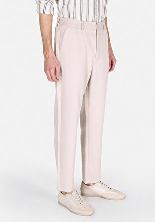 Regular Fit Orta Bel Düz Paça Erkek Bej  Pantolon