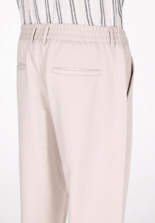 Regular Fit Orta Bel Düz Paça Erkek Bej  Pantolon