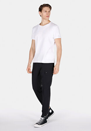 Slim Fit Orta Bel Lastikli Paça Erkek Siyah  Pantolon
