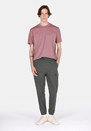 Slim Fit Orta Bel Lastikli Paça Erkek Yeşil  Pantolon