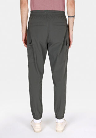 Slim Fit Orta Bel Lastikli Paça Erkek Yeşil  Pantolon