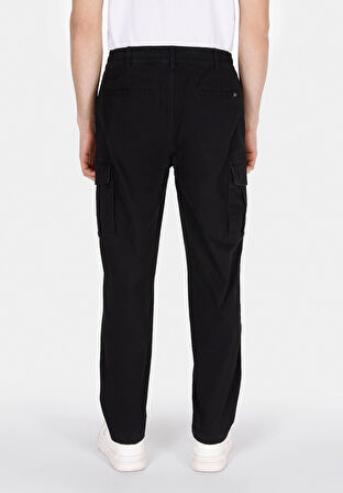 Regular Fit Orta Bel Düz Paça Erkek Siyah  Pantolon