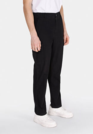 Regular Fit Orta Bel Düz Paça Erkek Siyah  Pantolon