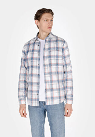 Regular Fit Shirt Neck Ekoseli Erkek Çok Renkli Uzun Kol Gömlek