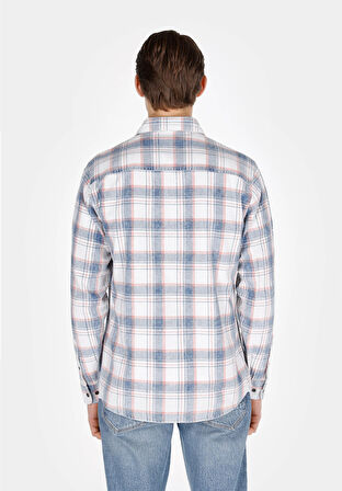 Regular Fit Shirt Neck Ekoseli Erkek Çok Renkli Uzun Kol Gömlek