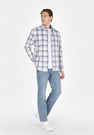Regular Fit Shirt Neck Ekoseli Erkek Çok Renkli Uzun Kol Gömlek
