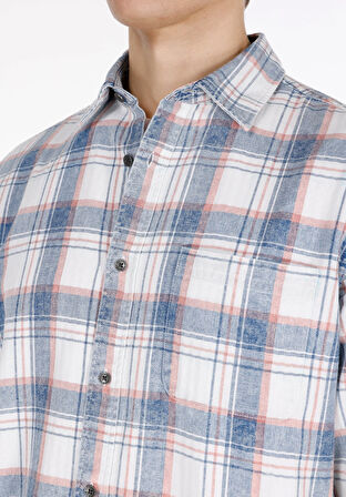 Regular Fit Shirt Neck Ekoseli Erkek Çok Renkli Uzun Kol Gömlek