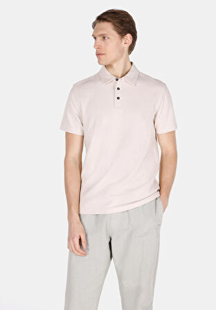 Regular Fit Polo Yaka Düz Erkek Bej Kısa Kol Tişört Cl1073580