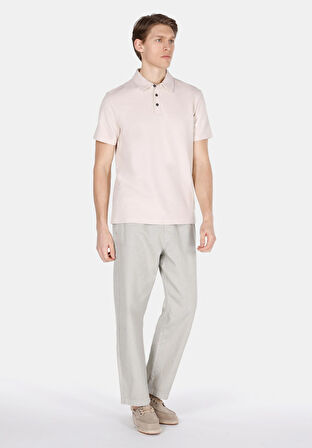 Regular Fit Polo Yaka Düz Erkek Bej Kısa Kol Tişört Cl1073580
