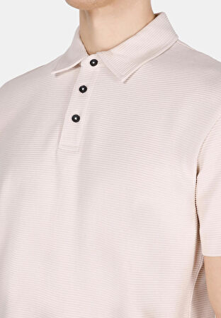 Regular Fit Polo Yaka Düz Erkek Bej Kısa Kol Tişört Cl1073580