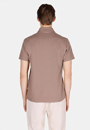 Regular Fit Polo Yaka Düz Erkek Gri Kısa Kol Tişört