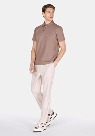 Regular Fit Polo Yaka Düz Erkek Gri Kısa Kol Tişört