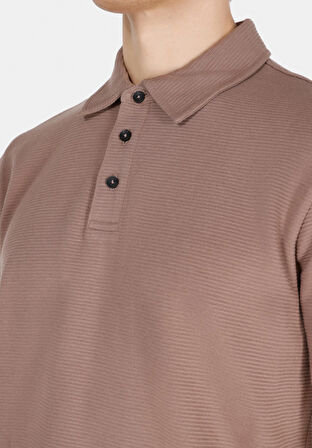 Regular Fit Polo Yaka Düz Erkek Gri Kısa Kol Tişört