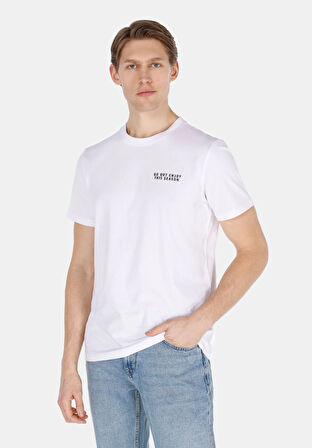 Regular Fit Yuvarlak Yaka Düz Erkek Beyaz Kısa Kol Tişört