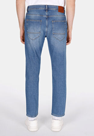 Straight Fit Düşük Bel Düz Paça Erkek Yeşil Jean Pantolon