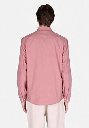 Regular Fit Shirt Neck Düz Erkek Pembe Uzun Kol Gömlek Cl1073762