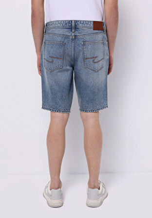 Regular Fit Orta Bel Düz Erkek Denim Jean Şort