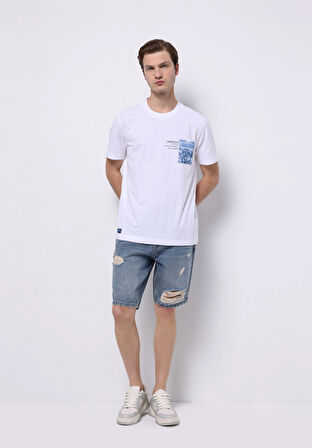 Regular Fit Orta Bel Düz Erkek Denim Jean Şort