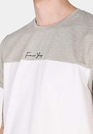 Regular Fit Yuvarlak Yaka Jakarlı Erkek Yeşil Kısa Kol Tişört Cl1073844