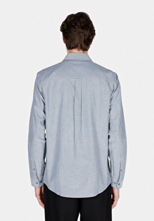 Regular Fit Shirt Neck Düz Erkek Yeşil Uzun Kol Gömlek Cl1073845