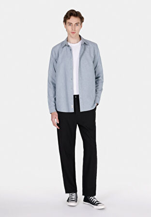 Regular Fit Shirt Neck Düz Erkek Yeşil Uzun Kol Gömlek Cl1073845