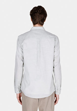 Regular Fit Shirt Neck Düz Erkek Yeşil Uzun Kol Gömlek