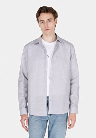 Regular Fit Shirt Neck Düz Erkek Taş Uzun Kol Gömlek Cl1073846