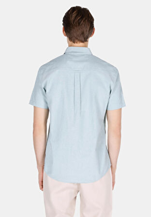 Regular Fit Shirt Neck Düz Erkek Yeşil Kısa Kol Gömlek Cl1073847