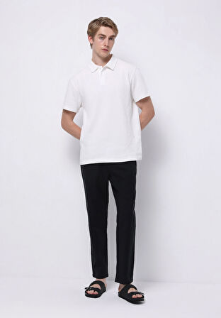 Regular Fit Orta Bel Uzun Paça Erkek Siyah  Pantolon