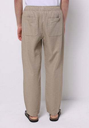 Regular Fit Orta Bel Uzun Paça Erkek Bej  Pantolon