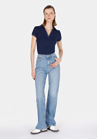 Regular Fit   Kadın Mavi Jean Pantolon