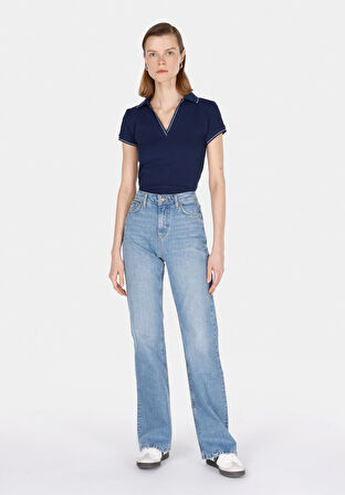Regular Fit   Kadın Mavi Jean Pantolon