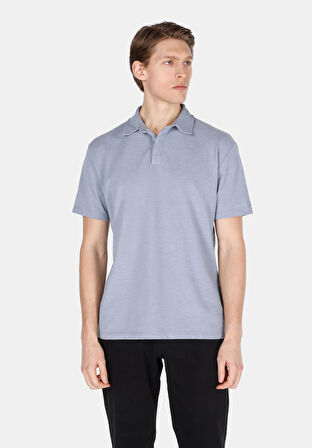 Comfort Fit Polo Yaka Düz Erkek Mavi Kısa Kol Tişört Cl1073959