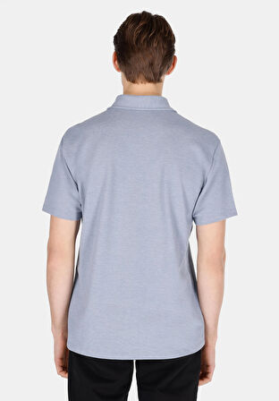 Comfort Fit Polo Yaka Düz Erkek Mavi Kısa Kol Tişört Cl1073959