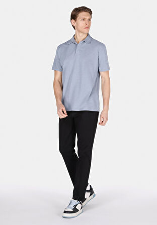 Comfort Fit Polo Yaka Düz Erkek Mavi Kısa Kol Tişört Cl1073959