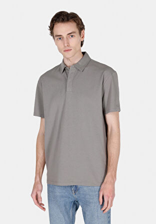 Comfort Fit Polo Yaka Düz Erkek Yeşil Kısa Kol Tişört Cl1073959