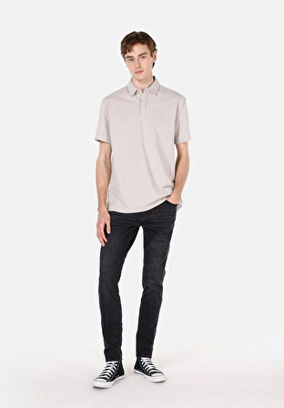 Comfort Fit Polo Yaka Düz Erkek Taş Kısa Kol Tişört Cl1073959